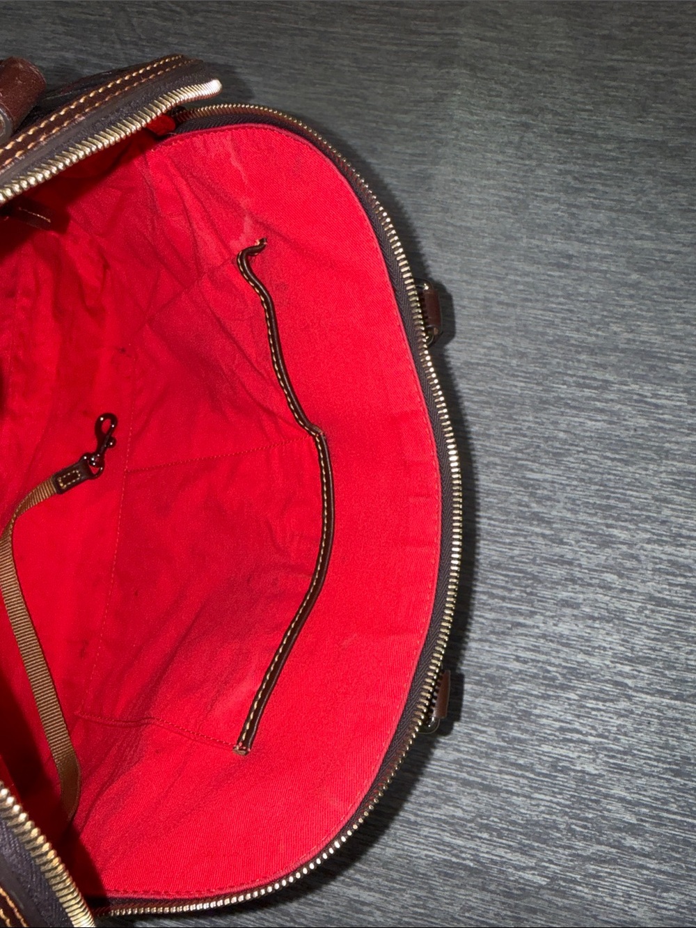 Dooney & Bourke Black and Red Croc-Embossed Dome Satchel - Picture 8 of 15